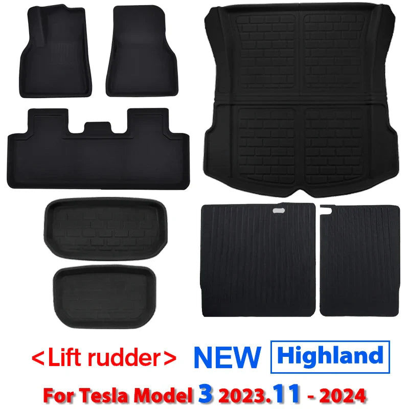 Fits New Tesla Model Y 3 Highland Floor Mat Trunk Luggage Mat LHD RHD 2017 to 2024 Left Right Rudder Four Seasons Floor Liner