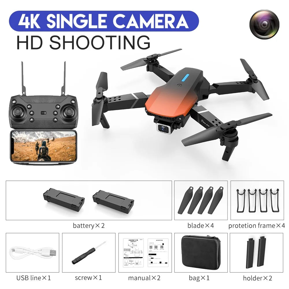 2023 New Quadcopter E88 Pro WIFI FPV Drone With Wide Angle HD 4K 1080P Camera Height Hold RC Foldable Quadcopter Dron Gift Toy