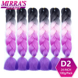 24inch Jumbo Braids Synthetic Hair For Box Braid Ombre Braiding Hair Extensions Three Tone Black Brown Blue Pink Mirra’s Mirror