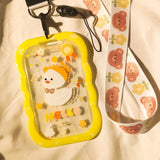 Cute Yellow Duck Silicone Cards Protecting Cover Students Cartoon Meal Card Campus Access Bus Card Holder Card with Hanging Rope