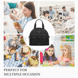 Gothic Black Skull Damask Insulated Lunch Bag Unisex Lunch Box with Detachable Shoulder Strap Reusable Thermal Cooler Tote Bag