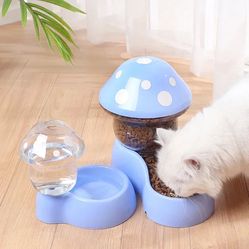 1.8L/500g Cat Automatic Feeder Mushroom Shape Water Bottle Cat Bowl Feeding & Watering Supplies Dog Water Dispenser Pet Products