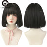 7JHH WIGS Black Short Bob Wig for Girl Daily Wear Synthetic Wig New Style Natural Supple Summer  Heatresistant Wig With Bangs