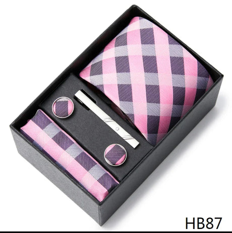 Brand Mix Colors Wholesale Silk Wedding Present Tie Pocket Squares Cufflink Set Necktie Box Floral Red Fit Group