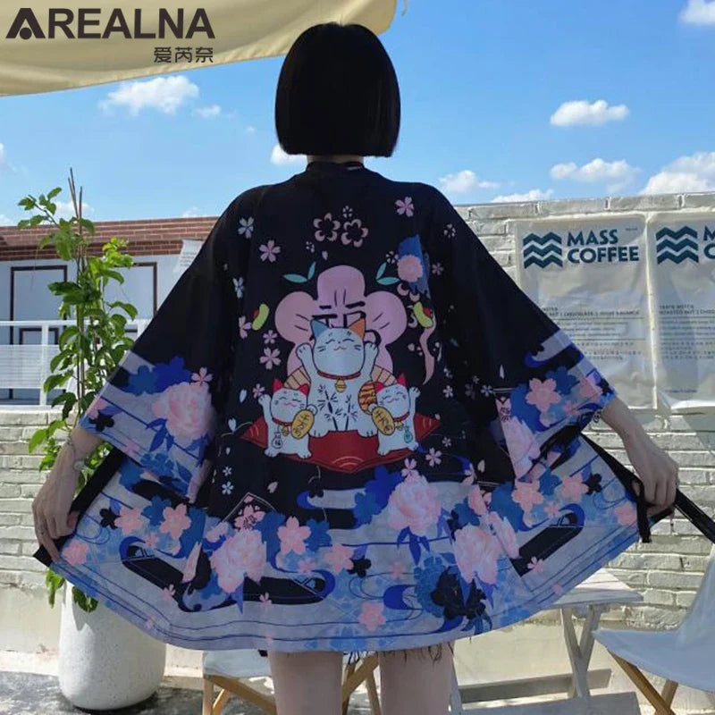 Japanese Kimono Traditional Clothing Crane Carp Anime Kimono Dress Shirts Women Samurai Haori Hombre Yukata Man Cardigan Shirt