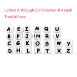 Keep&Grow 100Pcs 12MM Silicone Letter Beads BPA Free Baby Teethers English Alphabet Letters Food Grade Baby Teething Beads