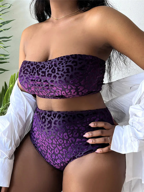 0XL - 4XL Leopard Bikini Large Size Swimwear Plus Size Women Swimsuit Female Two-pieces Bikini set Bather Bathing Suit V3977B