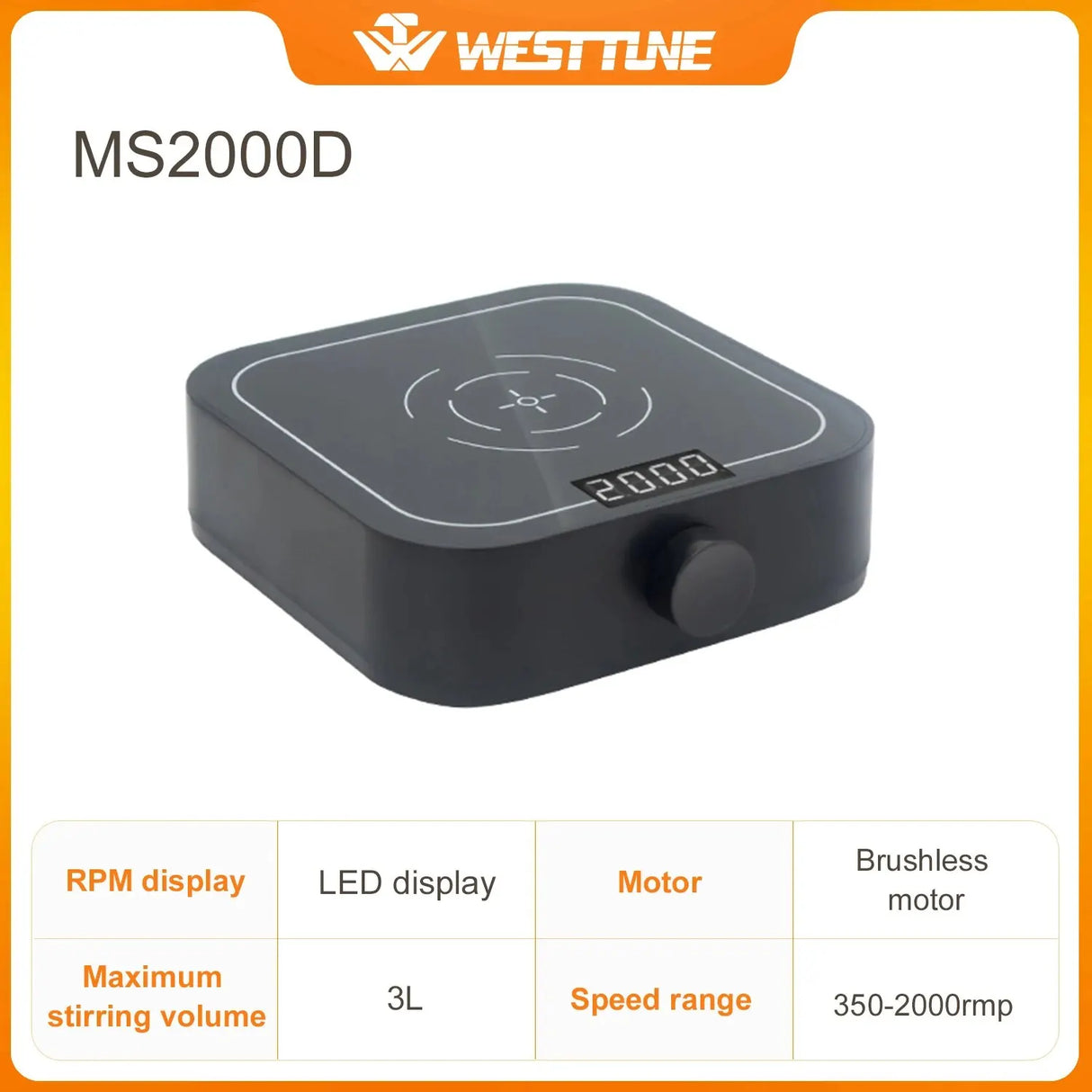 WEST TUNE 2000rpm/3000rpm Mini Magnetic Stirrer with Stir Bar Brushless DC Motor Magnetic Mixer Laboratory Supplies