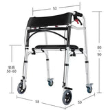 Foldable Elderly Walking Assist Crutch Chair With Wheels Rehabilitation Walker Height Adjustable Standing Frame Mobility Aids