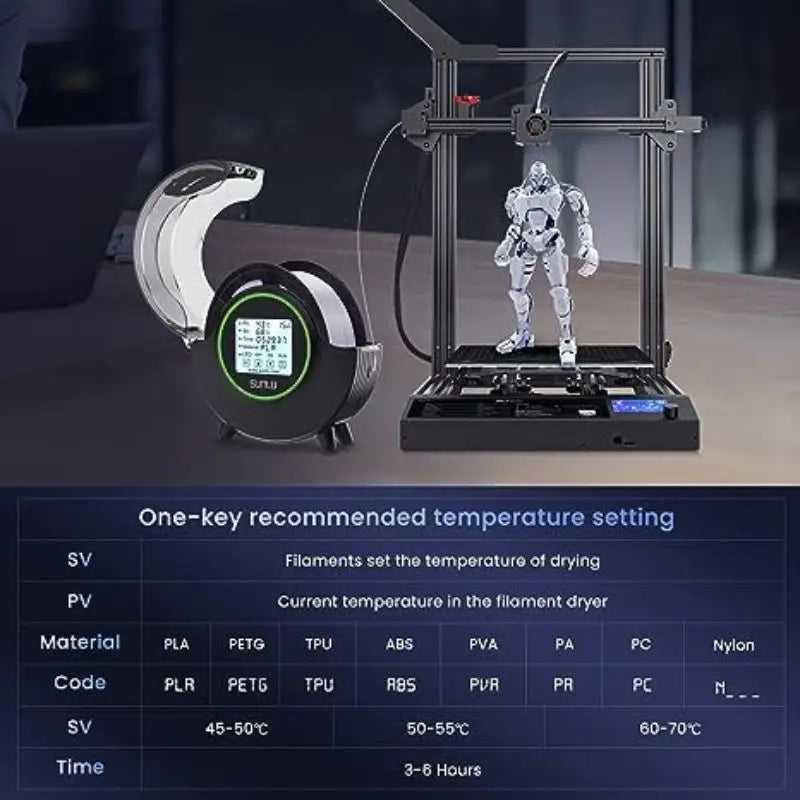 SUNLU S2 3D Priting Accessories Filament Dryer Box 360° Surrounding Heating&Max Temperature Up to 70°C for 3D Printer Material