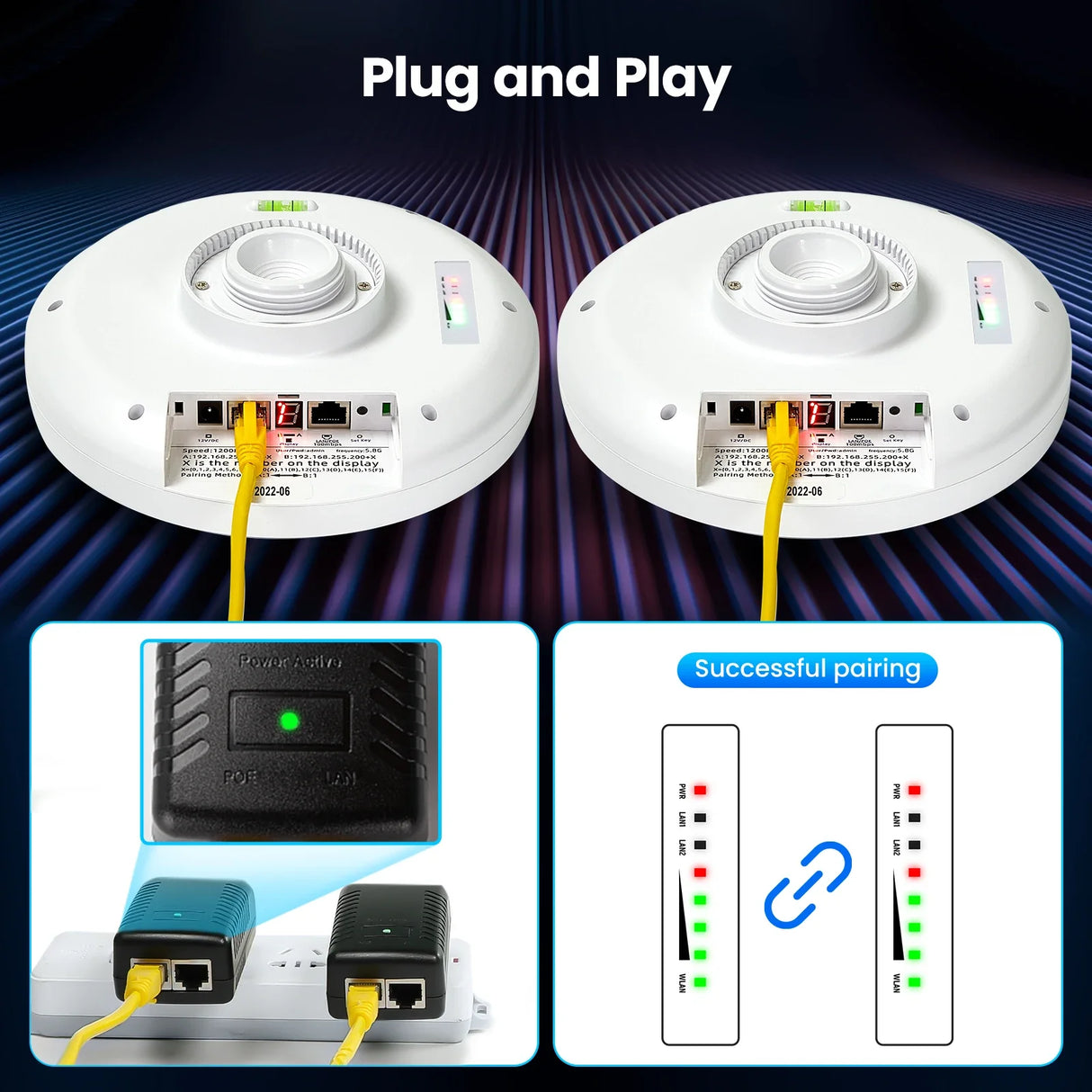 Wireless Bridge Gigabit 1Gbps Point to Point WiFi Bridge Outdoor CPE Kit 16dBi High-gain Antenna 5.8G Long Range Up to 5Km