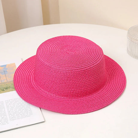 Summer Fashion Versatile Men's Women's Straw Hat Flat Top Fashion Sunscreen Foldable Fedora Beach Tourism Straw Hat Children