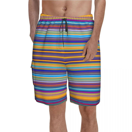 Mondrian Line Board Shorts Colorful Plaid Board Short Pants Hot Men Comfortable Print Swim Trunks Big Size