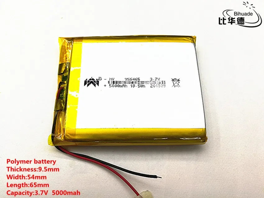 955465 955565 3.7V 5000mAH Rechargeable Lithium Polymer Battery Li-Po  for Tablet Power Bank Hand Warmers PH 2.0mm 2pin Plug