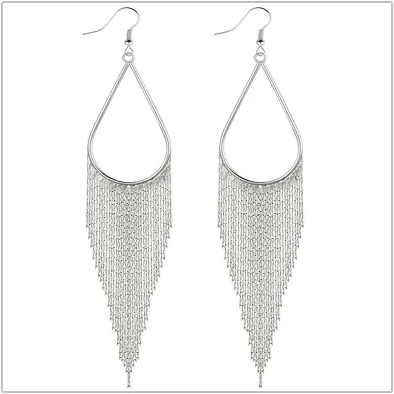 Baroque Long Tassels Dangle Earrings for Women Accessories Wedding Bride Big Water Drop Earring Fashion Jewelry Friendship Gifts