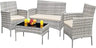 Patio Furniture Outdoor Acacia Wood  Conversation Sofa Set with Table & Cushions Porch Furniture for Porch/Balcony/Backyard