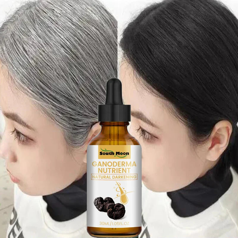 Gray White Hair Treatment Serum White To Black Repair Natural Color Black Rice Nourish Spray Anti Loss Hair High Quality Product