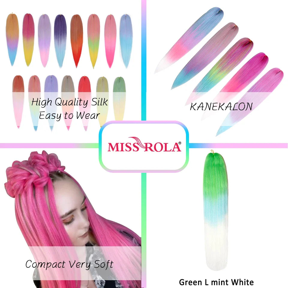 Miss Rola KANEKALON EZ Braid With Tinsel Wire DREAM OCEAN  New Color Synthetic Hair Extension Pre Stretched Twist Jumbo Braid