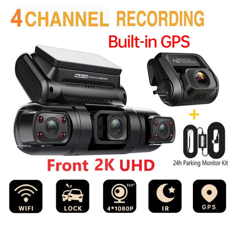 Mini Hidden Dash Cam 4 Lens 360° Full HD For Car DVR Auto Video Recorder Night Vision WiFi GPS 24H Parking Monitor Support 256G