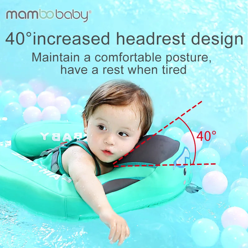 Mambobaby Non Inflatable Baby Swimming Float Sunvisor Foot Pad Seat Float Baby Swimming Toys Fun  Boys Girls Gift