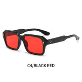 New Trendy Square Red Sunglasses Women Brand Designer Rivets Shades Eyewear Men Rectangle Sun Glasses Female UV400 Oculos De Sol