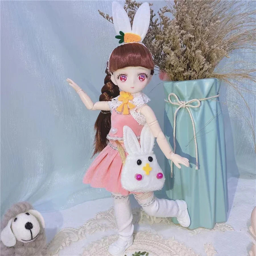 BJD Girl Dolls 30cm Kawaii 6 Points Joint Movable Dolls With Fashion Clothes Soft Hair Dress Up Girl Toys Birthday Gift Doll New