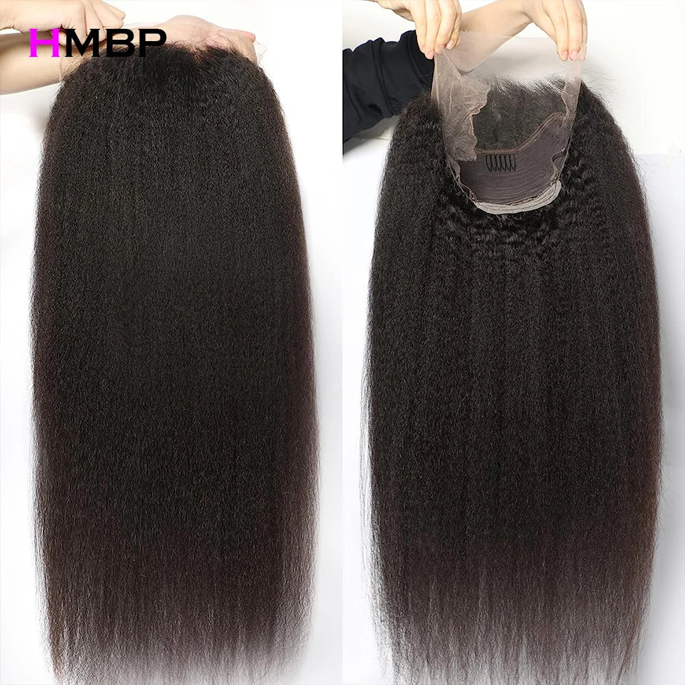 Kinky Straight Wig 360 Glueless Full Lace Wig 13x6 HD Lace Front Wigs For Women 350 Density Preplucked Lace Frontal Wig 30Inch