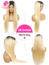 1B 613 Blonde Ombre Human Hair Wigs 613 Lace Frontal Wig 13x6 Blond Black Roots Colored Bone Straight Lace Front Wigs Human Hair