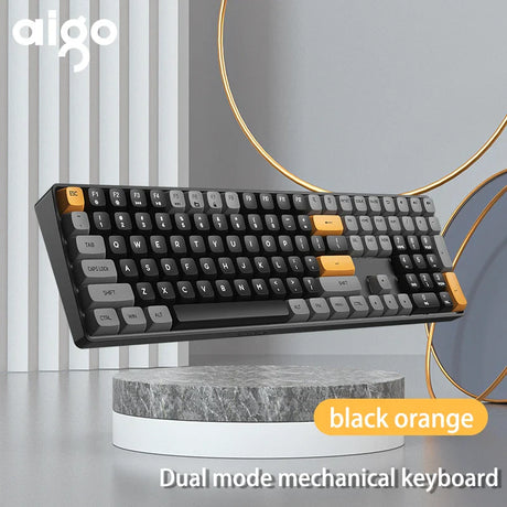 Aigo A108 Gaming Mechanical Keyboard 2.4G Wireless USB Type-c Wired Yellow Switch 110 Key Hot Swap Rechargeable Gamer Keyboard