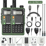 2PCS BaoFeng UV-S9 Pro V2 Walkie Talkie 10KM Long Range Transceiver Communicator Waterproof 10W Powerful UHF VHF Two Way Radio