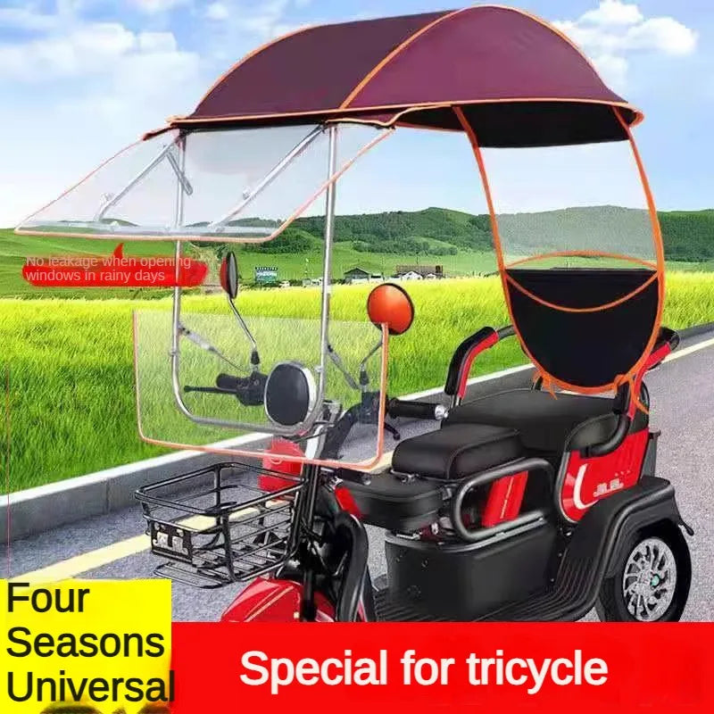 Electric vehicle canopy tricycle fully enclosed windshield rain proof car canopy sun protection sun shading motorcycle raincoat