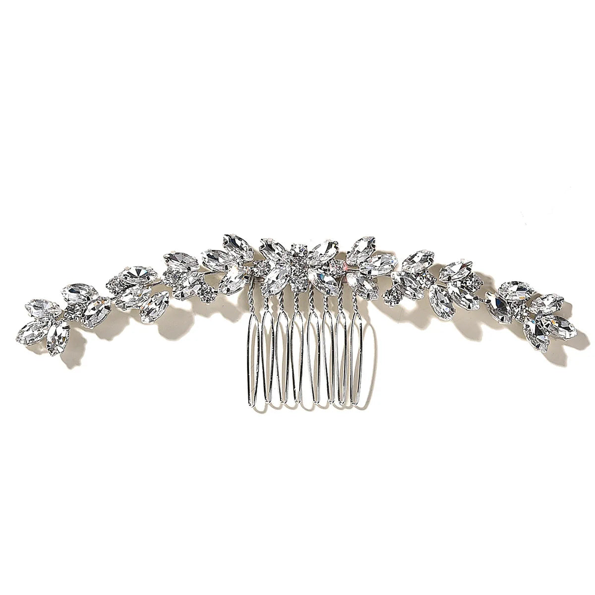 Silver Color Flower Hair Comb Clip Girls Handmade Alloy Pearl Hairpin Bridal Tiaras Wedding Hair Accessory Crystal Hair Jewelry