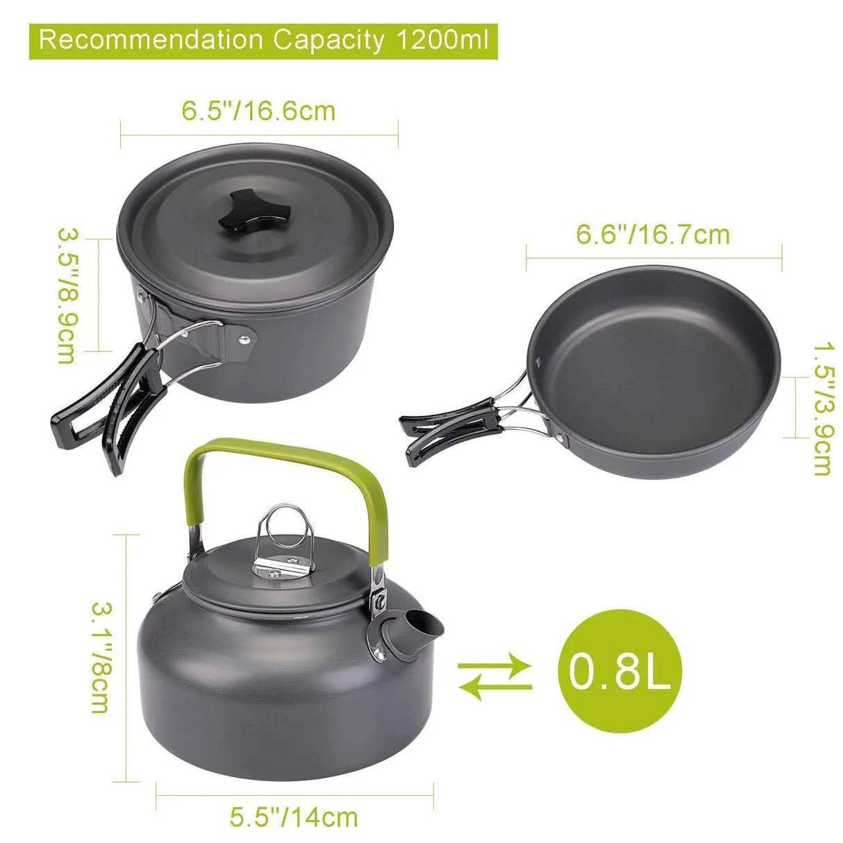 Camping Cookware Set Aluminum 2-8 Person Portable Outdoor Tableware Cookset Cooking Kit Pan Bowl Kettle Pot Hiking BBQ Picnic