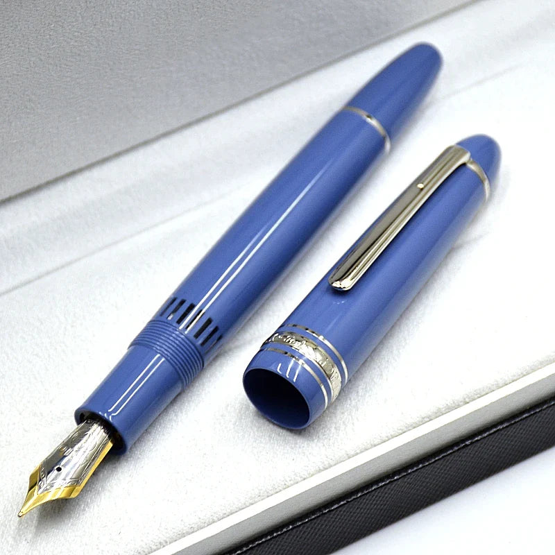 New Luxury Msk-149 Piston Filling Classic Fountain Pen MB 4810 Nib Black & Blue Resin Office Writing Ink Pens With Serial Number