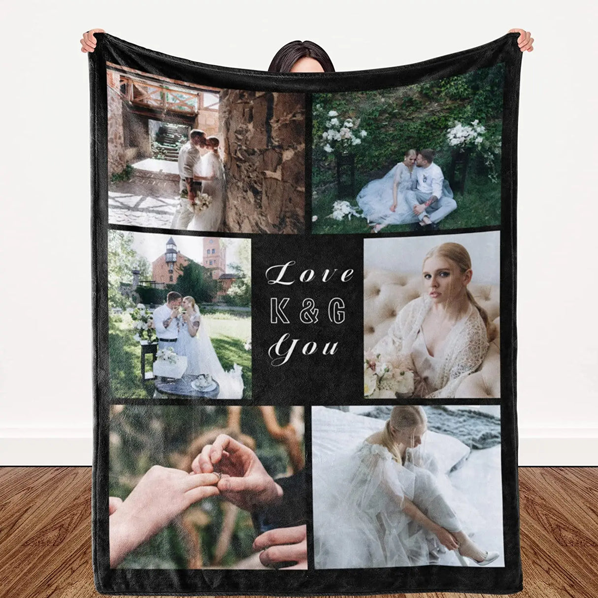 I Love You Custom Blanket with Photo Collage Text Personalized Picture Throw Blanket for Christmas Valentine's Day Birthday Gift