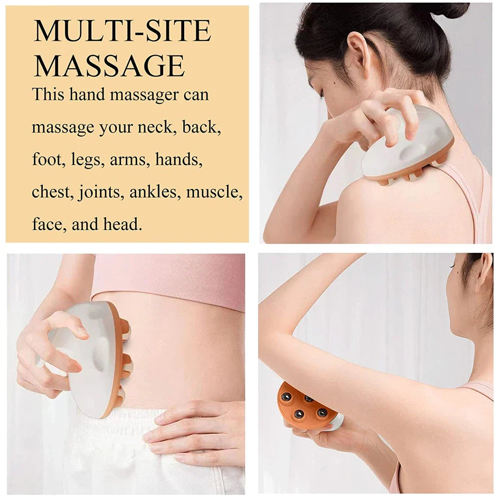 Hand Held Massager for Muscle Back Neck Foot Leg Pain Relief,Palm Shaped Massage Full Body Massage Tool with Roller Ball Massage