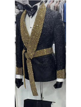 Attractive Men's Suits Tailored Latest Designer Sparkly Jacket With Black Pants 2 Pieces Groom Tuxedso Wedding Trajes De Hombre