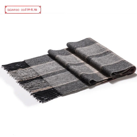 High Quality 100% Wool Scarf Men Autumn Winter Korean Long Warm Plaid Couple Muffler Male Soft Cashmere Thermal Shawl Gentlemen