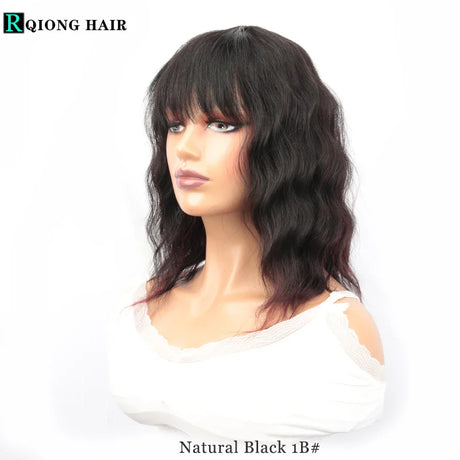 Wet And Wavy Bob Wigs With Bangs Ombre Human Hair Wigs Brazilian Natural Wave Full Machine Wig For Women Perruque Cheveux Humain