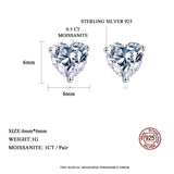 1CT Moissanite Earrings Heart Created Diamond Stone Genuine 925 Silver Women Elegant Luxury Tiny CZ Paved Studs Jewelry Gift