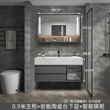 Luxury Bathroom Mirror Cabinet Double Basin Slate Integrated Ceramic Washbasin Bathroom Vanity Sink Cabinet Bathroom Furniture