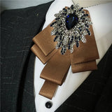 Men's Bow Tie Corsage Pocket Towel Sets British Korean Dress Suit Jewelry Luxury Rhinestones Men Wedding Accessories 3 Piece Set