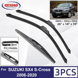 For SUZUKI SX4 S-Cross 2006-2020 Car Front Rear Wiper Blades Soft Rubber Windscreen Wipers Auto Windshield 26"+14"+10" 2018 2019