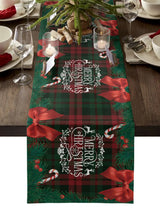 Christmas Tree Pine Needles Candy Bow Table Runner Wedding Decor Table Cover Christmas Decoration Holiday Party Tablecloth