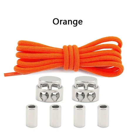 1Pair Round Elastic Laces Sneakers Lock Shoe Laces Without Ties Metal Buckle Laces Kids Adult No Tie Shoelaces Shoes Accessories