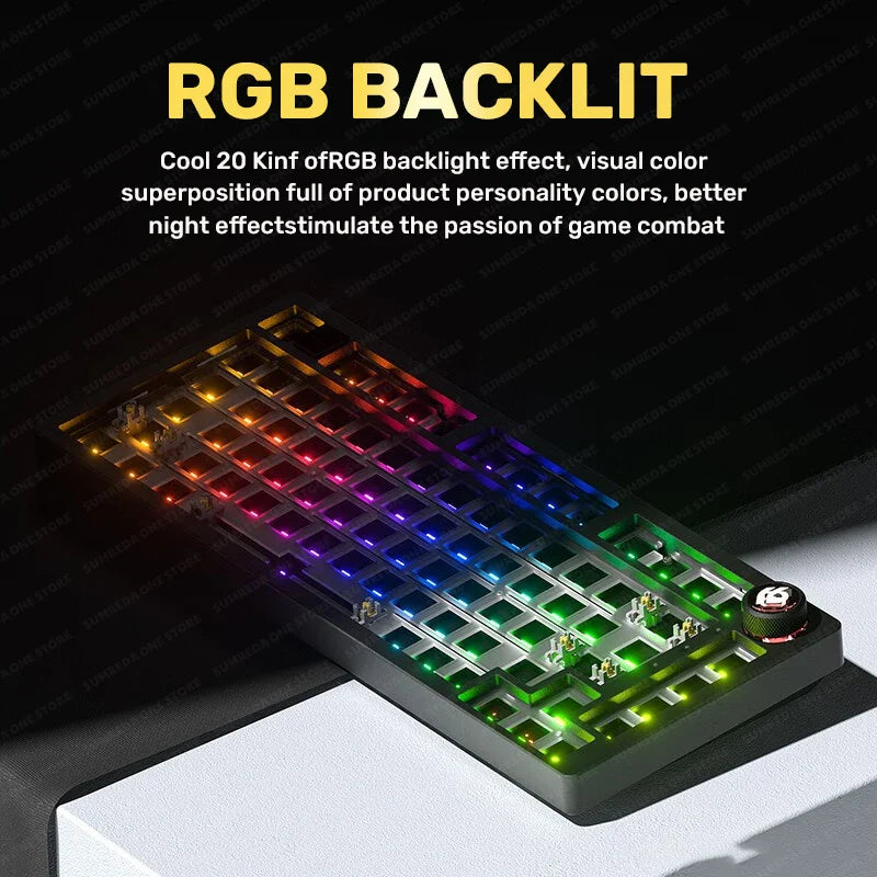 LEOBOG Hi75 Sugar65 Custom Mechanical Keyboard Aluminum Kits Hot Swap Wired Gaming Keyboard RGB Gamer Gasket Keyboard With Knob