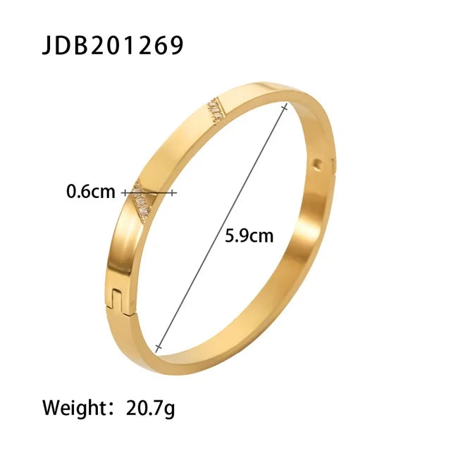 Youthway 18k Gold Stainless Steel Bangles Winter Stacking Cubic Zirconia Opening Bracelet for Women Jewelry Gift 2022 NEW