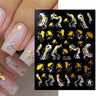 Purple Marble Nails Stickers Smoke Design Manicure Decals Golden Wave Lines Nail Slider Blooming Ink Sticker