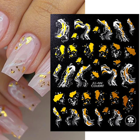 3D Silver Frame Nail Sticker Silver Bronzing Stripe Lines Sliders For Nails Tribal Pattern Decals Marble Blooming Nail Tattoos