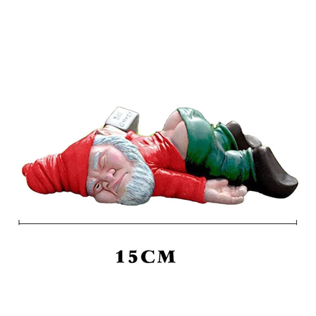 12cm Blue Red Dwarf lying Drunk Gnome Statues Fairy Garden Decor Ornaments Flower Pot Micro Landscape Outdoor Figurine Ornament